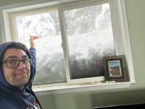 The snow is burying my living room windows!